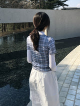 Check See-Through Layered Tee (2c)