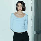 CベーシックUネックTシャツ_ライトブルー