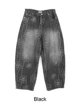 Luton Drawing Flower Denim Pants