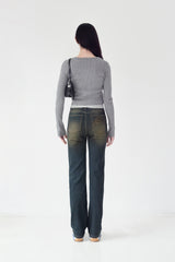 KIRSH PLAIN SEMI FLARE DENIM PANTS [LIGHT CHARCOAL]