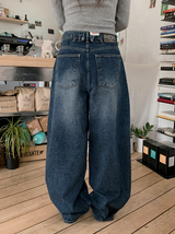 Deep Blue Balloon Wide Denim Pants