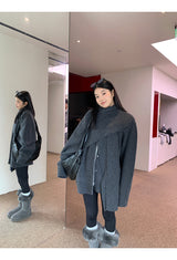 Cape Muffler Loose Fit Knit Cardigan