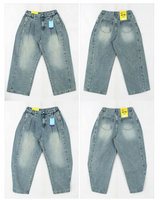 Allt Hem Snap Pin Tuck Washed Denim Wide Pants