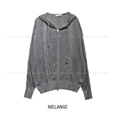 Via See-through Knit Hood Zip-up