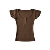 Elin U-Neck Slim Cap Tee