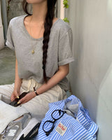 [BELLIDE MADE] ロールアップUネックショートスリーブドtシャツ