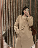 Peaked color Wool long coat