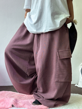 OVER WIDE BALLOON STRING HIP PIGMENT CARGO LONG PANTS ❤️‍🔥🩶🤎 - 3 COLORS