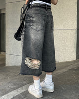 Spark Destroyed Denim Bermuda Pants