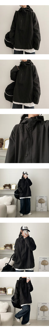 Ultimate Goff Embroidery String High-Neck Windbreaker Hooded Jumper