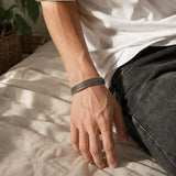Black Silver Engraved Cuff