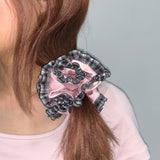 pink rose dot Lace Scrunchies