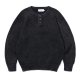 Pigment Washed Henley Neck Knit (BLACK)