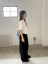 belted denim wide slacks