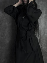chiffon scarf high-neck shirt (2color)