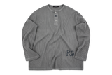 Damaged waffle button long sleeve t-shirts gray
