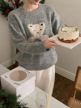 #Teddy Bear Ribbon Loose Knit (3color)