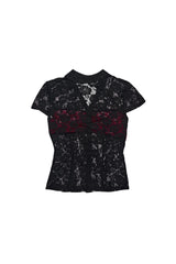 レースシャーリングシャツ #BLACK&RED