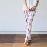 POPPY LINEN STRAIGHT LONG PANTS [STRIPE RED]