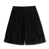 ツータックワイドバミューダパンツ　ブラック