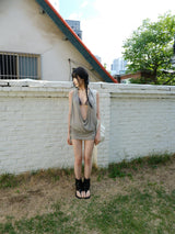 drape halter long slvl