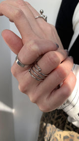 Silver balls layered 4ring SET