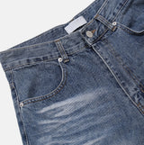 Drain embossed washed balloon denim pants