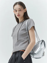 KIRSH プレーンチェリーセミクロップTシャツ 【グレー】