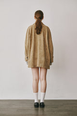 Suede half coat (Brown)