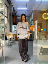 UI ドッグオフショルダーオーバーサイズフィットスリーブTシャツ
