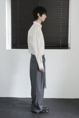 stripe belted slacks