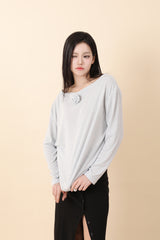 ルーズフィットコサージュニット MInt