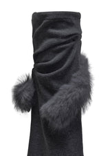CURVED FUR LEG WARMERS . GRAY