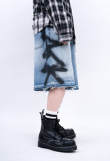 BBD サイドスプレードカスタムデニムショーツ (Blue)