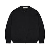 GNT043 ショートパンチングジップアップニット (BLACK)
