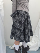 Charcoal Blend Checkered Layered Skirt