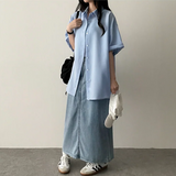  Sundy Charlang Cool Denim Long Skirt [Short & Basic Selection] Lyocell Fabric
