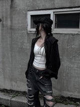 [unisex] summer cool see-through hooded zip-up (2color)