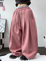 HARDU STRING COTTON BABY TWO PINTUCK BALLOON LONG PANTS 🩶🤎🖤🩷💚6COLOR