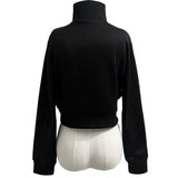 フロントレースアップストラップフリースハイネック2wayジップアップ (2 colors)