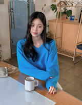 Basic V-neck Loose Knit + Tie Set (5color)