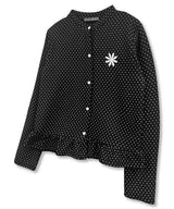 Dot Frill Daisy Logo Kint Cardigan_Black