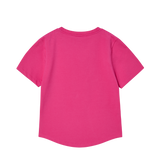 25SS BASIC LOGO HEM LINE CROP SHORT SLEEVE T-SHIRT HOT PINK