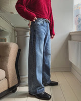 Janen Washed Flare Wide Denim
