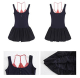 Red Checkered Layered Navy Mini Dress