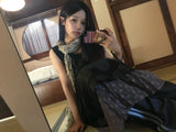 2-Color Small Floral Pleated Vintage Scarf