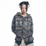 Rhinestone Camo Hoodie - BEIGE