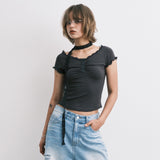 レースscTシャツ (dark grey)
