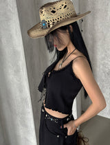 Ethnic Parts Black Wide Pants
