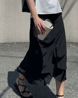 teach layered slit long skirt